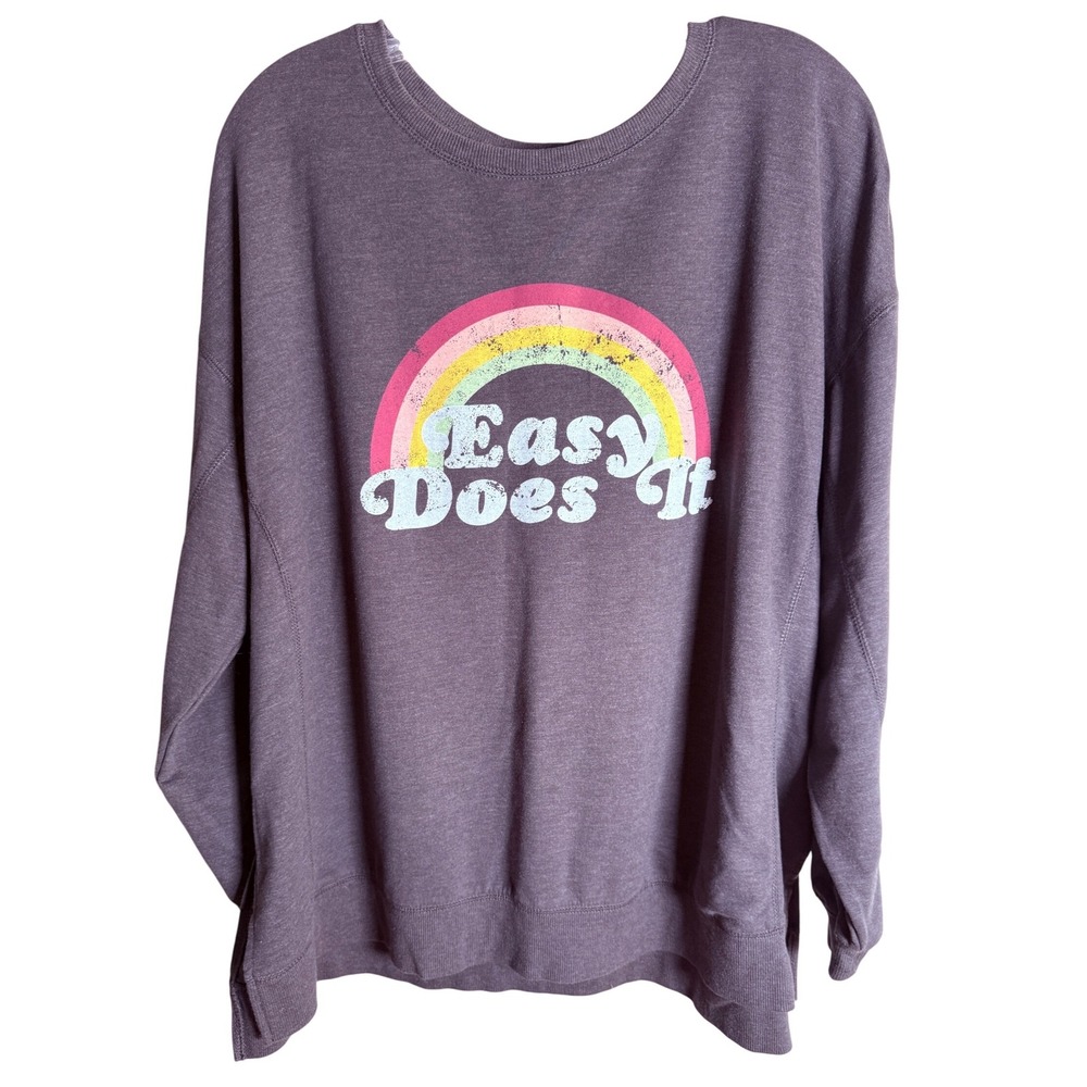 Wildfox Easy Does It Sweatshirt Womens‎ XXL Purple Cotton Rainbow Graphic